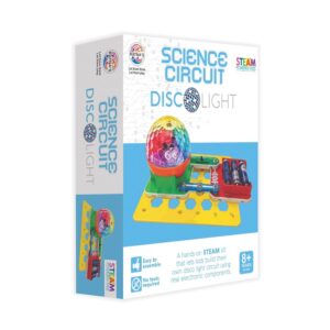 Ratna's Science Circuit Disco Light STEAM Kit, Hands-On Educational Assembly Set with Colorful Rotating Disco Ball, DIY Electronic Experiment Learning Circuit Board Toy for Kids 8+ Years