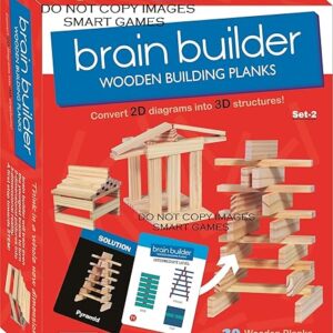 ekta brain builder wooden building planks (set-2)- Multi color (50 pieces)
